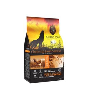 מזון יבש לכלב אמברוסיה עוף וסלמון בוגר 12 ק''ג