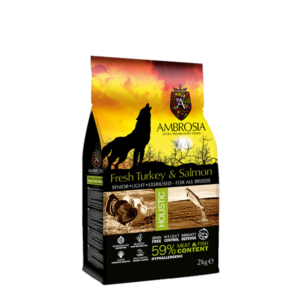 מזון יבש לכלב אמברוסיה הודו וסלמון לייט סניור 12 ק''ג