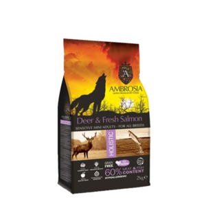 מזון יבש לכלב אמברוסיה צבי וסלמון מיני 2 ק''ג