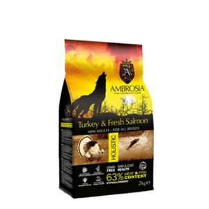 מזון יבש לכלב אמברוסיה הודו וסלמון מיני 2 ק''ג
