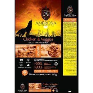 מזון יבש לכלב אמברוסיה עוף וירקות 12 ק"ג