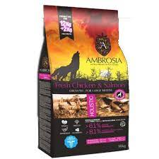 מזון יבש לכלב אמברוסיה גורים עוף וסלמון 12 ק"ג