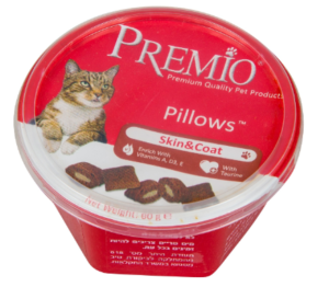פרמיו - חטיף לחתול - כריות לטיפוח העור והפרווה - קופסא 60 גרם